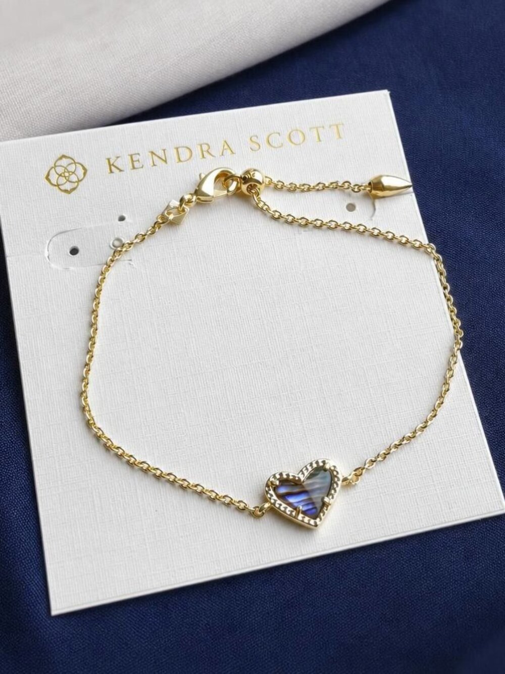 Kendra Scott Ari Heart Gold Abalone Shell Chain Bracelet
